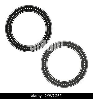 Icona della strada circolare. Dettaglio doppia corsia. Design minimalista in bianco e nero. Illustrazione vettoriale. Illustrazione Vettoriale