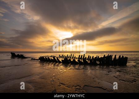 Relitto di Berrow sulla costa del somerset nel Regno Unito Foto Stock