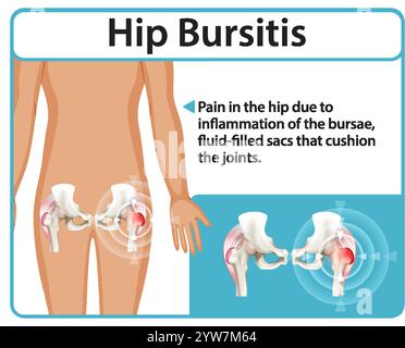 Illustrazione di borsite dell'anca e infiammazione articolare Illustrazione Vettoriale