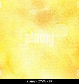 Sfondo astratto acquerello con granulazione gialla e arancione. Spruzzi disegnati a mano per il design di nastri e texture. Striscione luminoso per poster, con Foto Stock