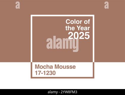 Antalya, Turchia - 9 dicembre 2024: 2025 Color of the Year, PANTONE 17-1230 Mocha Mousse trend color palette campione guida Illustrazione Vettoriale