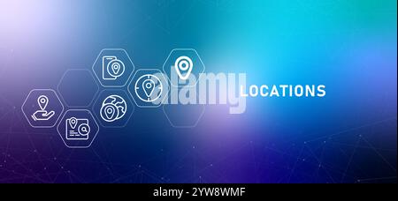 Posizione mappa localizzatore mappa puntina puntatore posizionare illustrazione design icone contorno insieme di raccolta Illustrazione Vettoriale