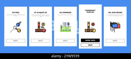 le icone di onboarding della palla di mazzuolo per croquet impostano il vettore Illustrazione Vettoriale