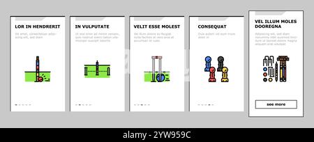 le icone di onboarding della palla di mazzuolo per croquet impostano il vettore Illustrazione Vettoriale