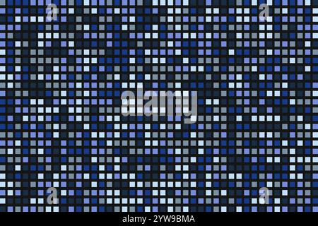 Mosaico di sfondo pixel astratto quadrati blu, immagine vettoriale banner aziendale modello Illustrazione Vettoriale