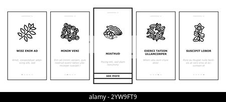 le icone di onboarding della salute della medicina ayurvedica delle erbe impostano il vettore Illustrazione Vettoriale