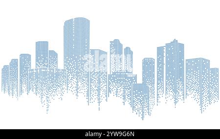 Edifici cittadini sfondo astratto. Città intelligente, concetto urbano, immobiliare, ufficio organizzazione. Illustrazione Vettoriale