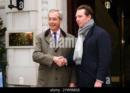 Westminster, Londra, Regno Unito. 10 dicembre 2024. Foto del partito di riforma, Nigel Farage e Nick Candy. Crediti: Matthew Chattle/Alamy Live News Foto Stock