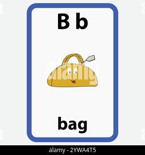 Flashcard alfabetica per bambini con la lettera b della borsa Illustrazione Vettoriale