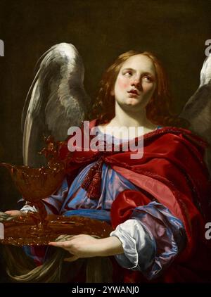 Angeli con attributi della passione: Angelo che tiene il vaso e asciugamano per lavare le mani di Ponzio Pilato. Simon Vouet. 1627. Foto Stock