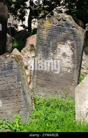 Vecchio cimitero ebraico, Praga, Cechia, Repubblica Ceca. Foto Stock