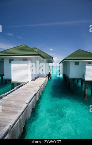 Ville sull'acqua a Siyam World, Maldive Foto Stock