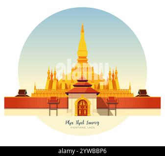 PHA That Luang Vientiane, Laos - Stock Illustration as EPS 10 file Illustrazione Vettoriale