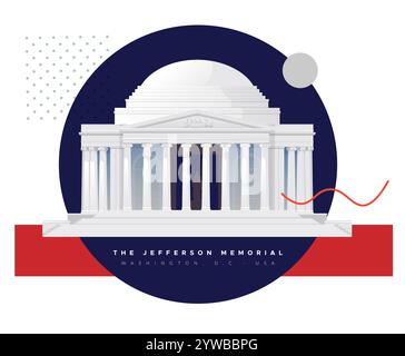 Thomas Jefferson Memorial - Monumento a Washington, D.C., Stati Uniti - Stock Illustration as EPS 10 file Illustrazione Vettoriale