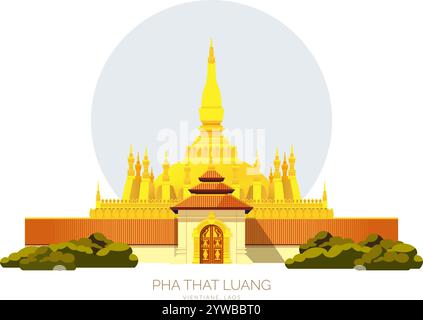 PHA That Luang Vientiane, Laos - Stock Illustration as EPS 10 file Illustrazione Vettoriale