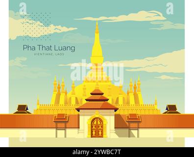 PHA That Luang Vientiane, Laos - Stock Illustration as EPS 10 file Illustrazione Vettoriale