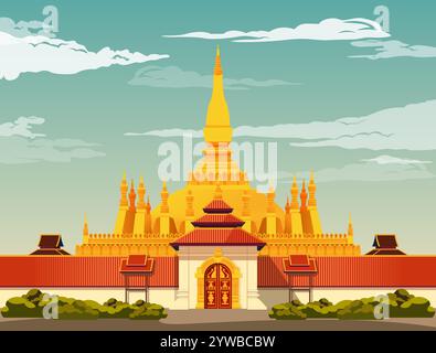 PHA That Luang Vientiane, Laos - Stock Illustration as EPS 10 file Illustrazione Vettoriale