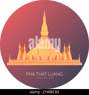 PHA That Luang Vientiane, Laos - Stock Illustration as EPS 10 file Illustrazione Vettoriale