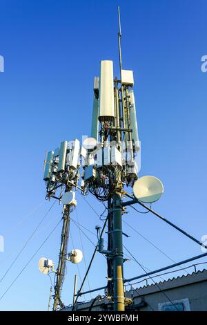 Antenna di rete cellulare, stazione base o stazione base ricetrasmettitore, antenna di comunicazione wireless Foto Stock