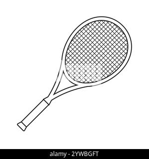 Racchetta da tennis con profilo piatto vettoriale isolata su sfondo bianco Illustrazione Vettoriale