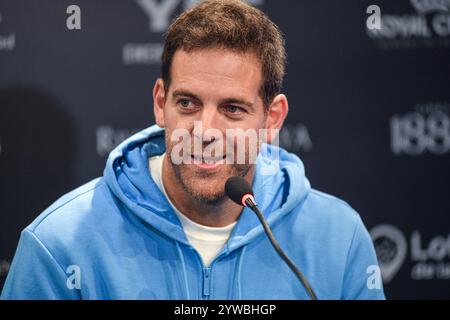 Juan Martin del Potro (Argentina) tiene una conferenza stampa prima del suo incontro di esibizione e addio. Foto Stock