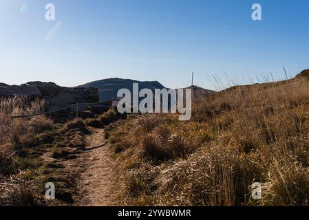 Foto di Tarnica, la vetta più alta dei Monti Bieszczady, Polonia. Vista dal sentiero rosso vicino al picco Kopa Bukowska. Foto Stock