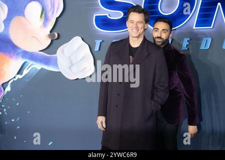 Londra, Regno Unito. 10 dicembre 2024. Nella foto: Jim Carrey e Lee Majdoub partecipano alla prima inglese di Sonic the Hedgehog 3 al Cineworld, Leicester Square. Credito: Justin ng/Alamy Live News Foto Stock