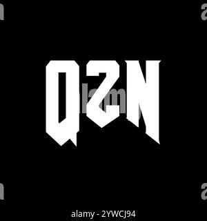 Logo QZN Letter per l'azienda tecnologica. Combinazione di colori bianco e nero con logo QZN. Logo QZN, vettore QZN, design QZN, icona QZN, QZN alph Illustrazione Vettoriale