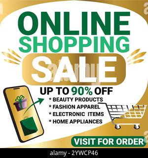 Sconti sugli acquisti online fino al 90% di sconto per l'ordine Illustrazione Vettoriale