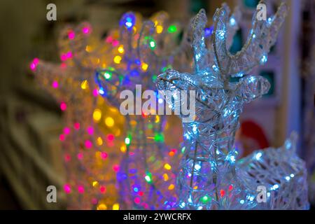 Cervi di Natale delle ghirlande a LED Foto Stock