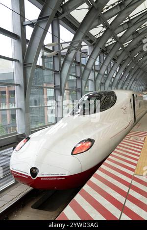 Treno superveloce Nishi Kyushu Shinkansen Kamome che corre da Nagasaki a Takeo-Onsen, Kyushu, Giappone. Foto Stock