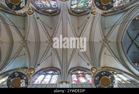 Il soffitto ornato ad arco della Cattedrale di Sant'Elena a Helena, Montana, USA Foto Stock