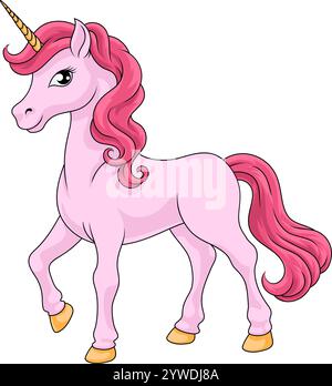 Unicorn Horn Horse Cartoon Mascot di Myth Illustrazione Vettoriale