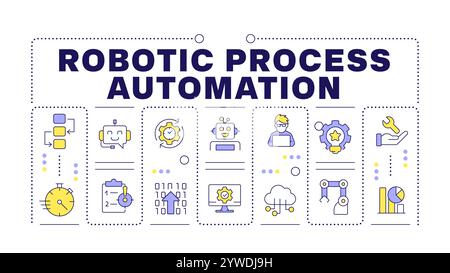 Concetto di parola Robotic Process Automation isolato su bianco Illustrazione Vettoriale