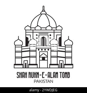 Tomba di Shah Rukn-e-Alam in Pakistan Illustrazione Vettoriale