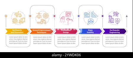 Applicazioni di rapporti geotecnici infografiche rettangolari Illustrazione Vettoriale