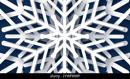 Sfondo blu scuro natalizio con fiocchi di neve glitter di carta bianca. Decorazioni natalizie con fiocchi di neve per Capodanno. Illustrazione vettoriale Illustrazione Vettoriale