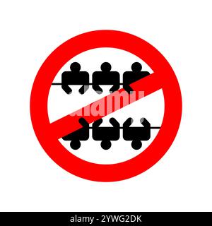 Basta con la riunione. Simbolo Ban Conference in Office. Segnale stradale rosso proibitivo Illustrazione Vettoriale