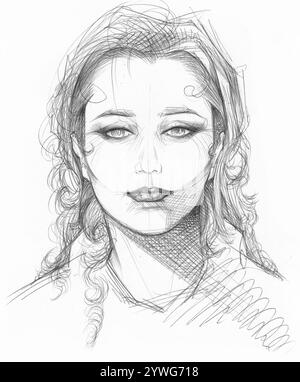Schizzo della penna BIC di una faccia femminile Foto Stock