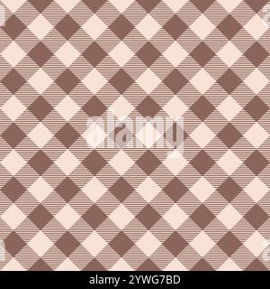 Motivo a quadri con motivo a quadri a bufalo, motivo vettoriale a ripetizione senza cuciture, colori marroni Illustrazione Vettoriale