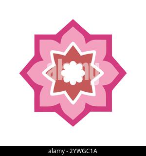 Modello islamico simmetrico con elementi in stile mandala, ideale per post sui social media, poster e biglietti d'auguri durante il Ramadan, Eid Illustrazione Vettoriale