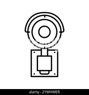 Icona della linea nera CCTV (televisione a circuito chiuso). Elemento isolato vettoriale. Traccia modificabile. Illustrazione Vettoriale