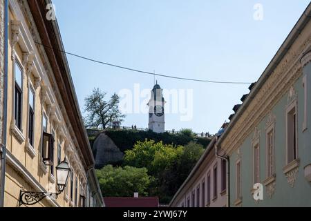 Torre Сlock a Petrovaradin, vista bassa. Foto Stock