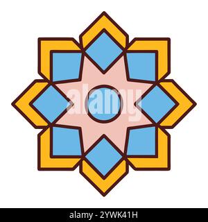 Splendido motivo geometrico islamico - elegante design a stella araba per l'arredamento della casa, l'arte digitale e la stampa Illustrazione Vettoriale