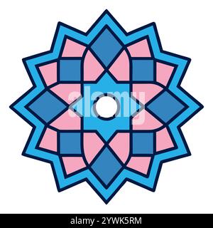 Splendido motivo geometrico islamico - elegante design a stella araba per l'arredamento della casa, l'arte digitale e la stampa Illustrazione Vettoriale