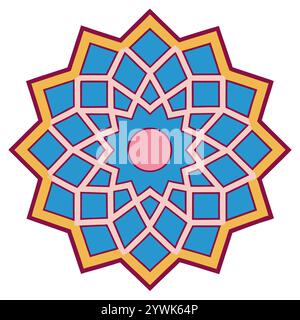 Splendido motivo geometrico islamico - elegante design a stella araba per l'arredamento della casa, l'arte digitale e la stampa Illustrazione Vettoriale