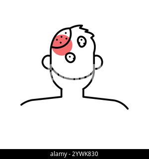 Icona della linea di colore alopecia areata. Malattie autoimmuni. Elemento isolato vettoriale. Traccia modificabile. Illustrazione Vettoriale