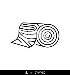 Icona nera della linea di taglio per impiallacciatura in legno. Materiali da costruzione in legno. Firma per pagina Web, app mobile, pulsante, logo. Pulsante isolato vettore. Traccia modificabile. Illustrazione Vettoriale