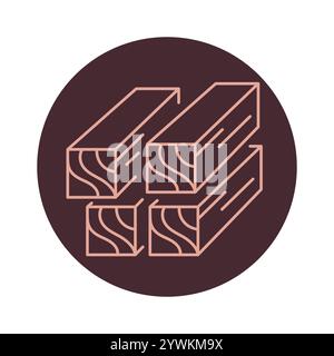 I pannelli in legno modificati termicamente sono contrassegnati da un'icona nera. Firma per pagina Web, app mobile, pulsante, logo. Pulsante isolato vettore. Traccia modificabile. Illustrazione Vettoriale