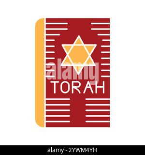 Icona del colore Torah. Religione ebraica. Firma per pagina Web, app mobile, pulsante, logo. Pulsante isolato vettore. Traccia modificabile. Illustrazione Vettoriale